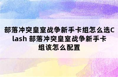 部落冲突皇室战争新手卡组怎么选Clash 部落冲突皇室战争新手卡组该怎么配置